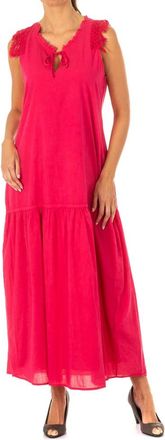 La Martina Mouwloze Maxi Jurk met Kantdetails - Dames - Maxi kleedjes - Roze - XS - Katoen - Kleedjes