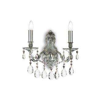 Netlighting Gioconda 2 Light Indoor Candle Wall Light Silver with Crystals E14