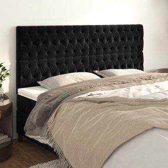 vidaXL Cabeceros 4 Unidades De Terciopelo Negro 100x7x78/88 Cm Vidaxl