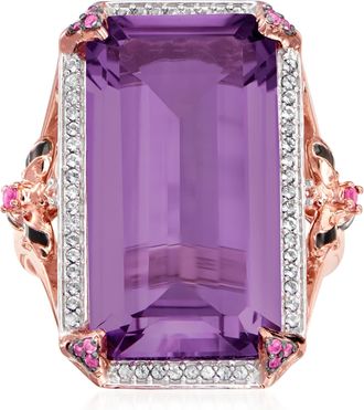 Ross-Simons Amethyst and. Multi-Gemstone Bumblebee Ring in 18kt Rose Gold Over Sterling