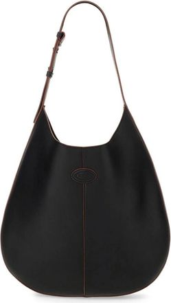 Tod's Di Bag Kleine Leren Hobo Tas - Dames - Schoudertassen - Zwart - ONE Size - Leer - Tassen