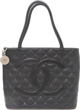 Chanel Black Grained Calfskin Tote Bag (Pre-Owned)