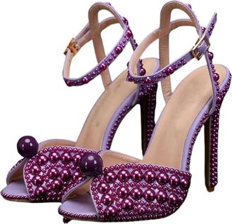 Generic Women Pearl High Heel Sandals Peep Toe Elegant Casual Wedding Bridal Bridesmaid Shoes