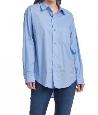 Dear John Denim Lola Oversized Button-Down Boyfriend Shirt In Solid Blue