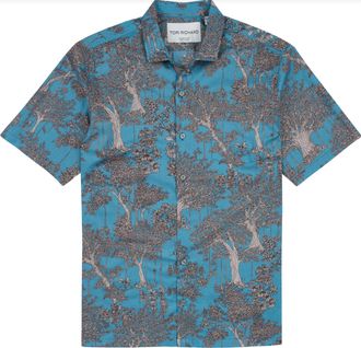 Tori Richard Mens Banyan Shirt In Blue