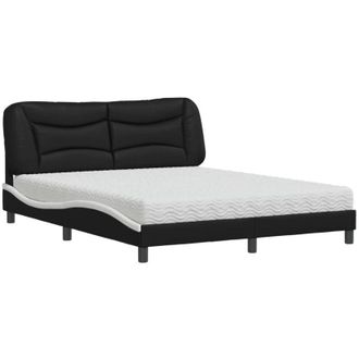 vidaXL Vidaxl - Cama Con Colch&oacute;n Cuero Sint&eacute;tico Negro Y Blanco 160x200 Cm