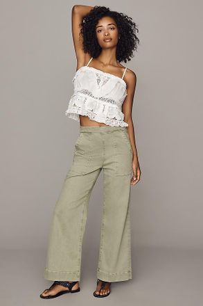 Joe's Side-Zip High-Rise Wide-Leg Ankle Jeans