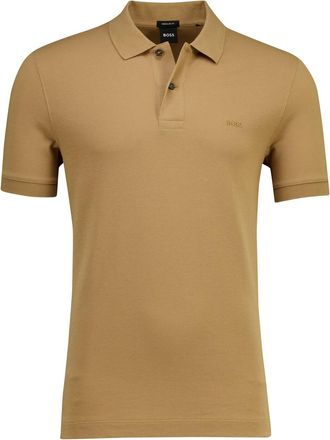 HUGO BOSS Camel poloshirt Boss Black Pallas korte mouwen 2 knoops pique