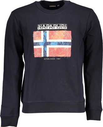 Napapijri Sweatshirts - Heren - Sweatshirts - Blauw - S - Katoen - Hoodies & sweatvesten