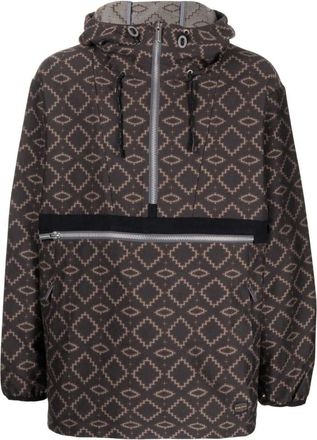 White Mountaineering Geometric Pattern Jacket with Zip Detail