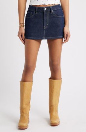 BP. Heart Pocket Low Rise Denim Miniskirt in Rinse Wash at Nordstrom, Size 24