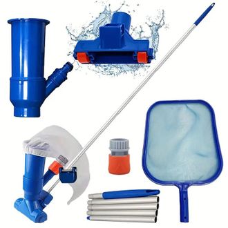 No Brand Aspiradora De Chorro Con Mango De 5 Piezas - Apta Para Piscinas Y Spas Con Estructura, Elevados E Hinchables - No Requiere Electricidad - Funciona Con