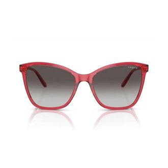 Vogue Sunglasses, female, Red, 56 MM, Red Transparent Oversized Sunglasses with Gradient Lenses