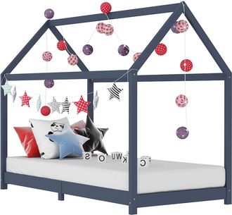 vidaXL Estructura De Cama Infantil Madera Maciza Pino Gris 90x200 Cm Vidaxl