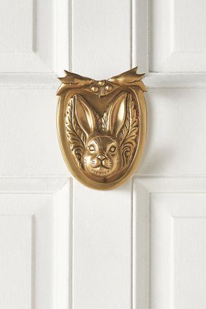 Anthropologie Aslan Solid Brass Rabbit Door Knocker