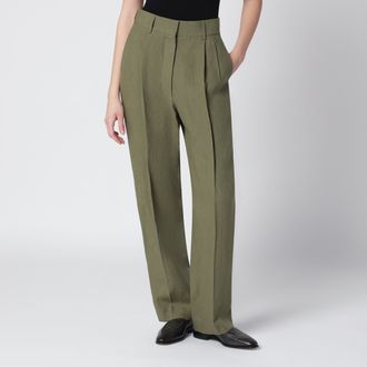 Blaz&eacute; Milano Fox green trousers in linen