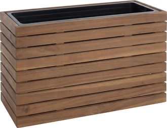 Hhg [nunca Usado] Jardinera Hhg-483, Maceta, Macetero, Bancal Elevado, Rectangular 41 X 63 X 23 Cm, Para Exterior, Madera De Acacia, Con Certificaci&oacute;n Mvg