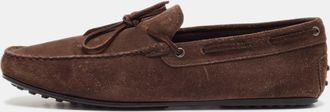 Tod's Tods Dark Brown Suede Bow Slip On Loafers
