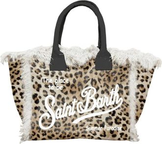 MC2 Saint Barth Tote Bags, female, Brown, Size: ONE SIZE Canvas Shoulder Bag with Exclusive Print