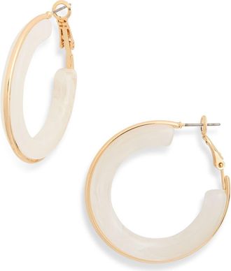 Nordstrom Rack Round Resin Hoop Earrings in White- Gold at Nordstrom Rack