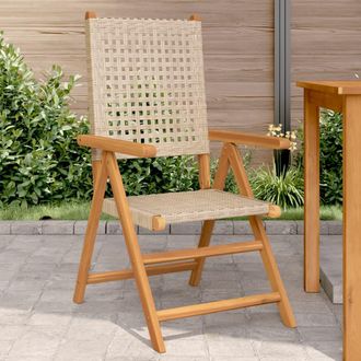 vidaXL Vidaxl - Sillas De Jard&iacute;n 2 Uds Madera Maciza De Acacia Rat&aacute;n Pe Beige
