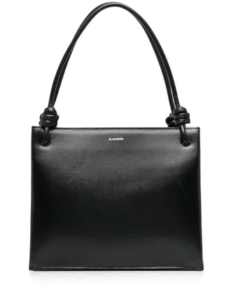 Jil Sander Shopper met logoprint - Zwart