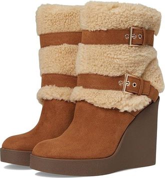 Jessica Simpson Meztyn Shearling Wedge Bootie Womens Boots Safari Brown : 8.5 M, Synthetic