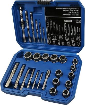 OEM Juego Profesional De 26 Piezas De Acero Inoxidable Para Extraer Tornillos Y Tuercas Da&ntilde;ados Y Oxidados, Con Estuche De Transporte