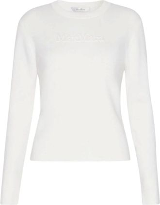 Max Mara Truien & Vesten, Dames, Wit, L, Manto Ronde Hals Gebreid