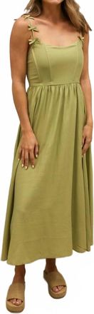 Blu Pepper Beth Bow Strap Detail Tank Midi Dress In Pistachio Green