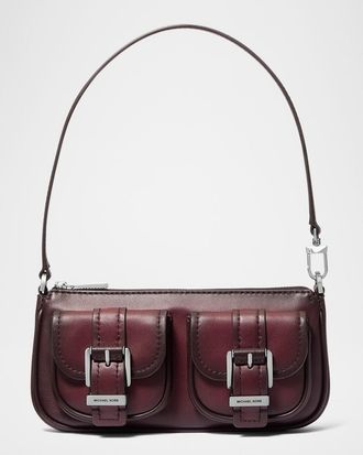 Michael Kors Zoe Small Faded Leather Pouchette Shoulder Bag