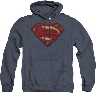 Gildan Batman V Superman Superman Costume Shield Adult Heather Hoodie / Hooded Sweatshirt