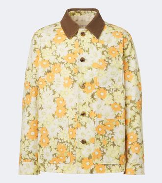 Valentino Corduroy-trimmed floral denim jacket
