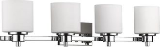 Chloe Lighting SOLBI Contemporary 4 Light Chrome Finish Bath Vanity Wall Fixture White Alabaster Glass 33 Wide