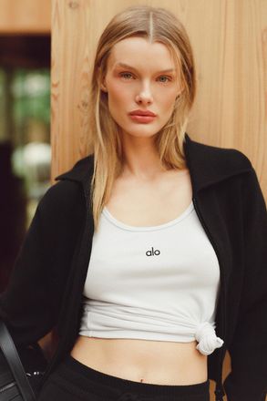 Alo | Ribbed Prosper Tank Top in White, Size: Medium