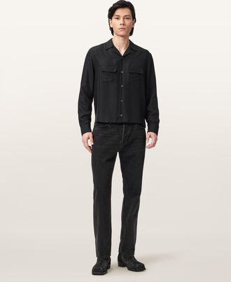 AllSaints Silk Ravenor Boxy Silk Shirt, Size: XXL