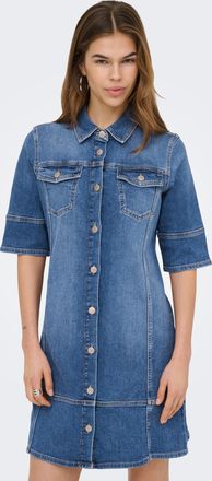 Only Jeanskleid ONLY ONLKATERINA 2/4 SHORT DNM DRESS AKM, Damen, Gr. XL, N-Gr, medium blau denim, Denim/Jeans, Obermaterial: 98% Baumwolle, 2% Elasthan, un
