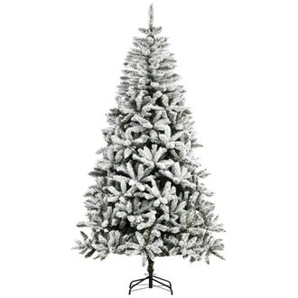 HOMCOM Rbol De Navidad Artificial 225 Cm Con Nieve Ign&iacute;fugo Con 1300 Ramas Hojas Pvc Apertura Autom&aacute;tica Base Plegable Soporte Met&aacute;lico Decoraci&oacute;n Navide&ntilde;a