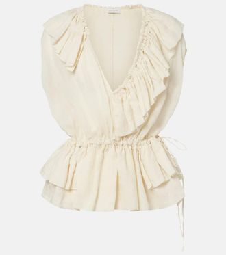 Dries Van Noten Ruffled peplum ramie top