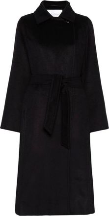 Max Mara Belted Coats, female, Black, Size: S Black Coat for Women Elegant Style