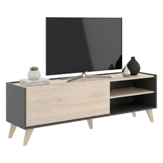 Dmora Dmora - Mueble Tv Asinara, Aparador Bajo Para Sal&oacute;n, Aparador Tv Para Sal&oacute;n, 155x43h47 Cm, Roble Y Antracita