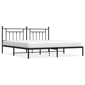 Berkfield Home Metal Bed Frame with Headboard Black 200x200 cm