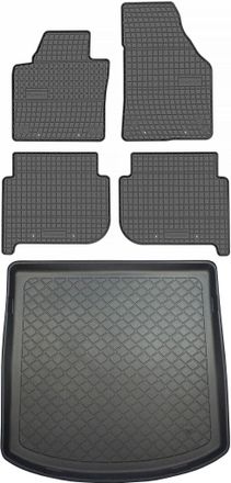OEM Volkswagen Touran I 1t Van De 2010-2015 Set - Alfombrillas De Goma Para Coche + Alfombrilla Para Maletero