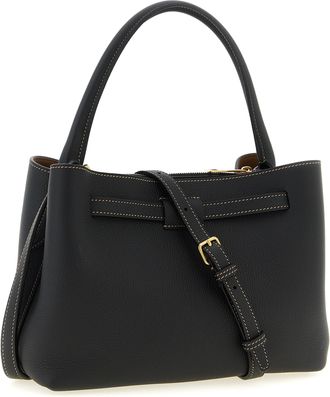 Tod's Womens Tim Top Handle Bag Black Calfskin Leather
