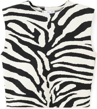 Mango Zebra Jacquard Sleeveless Top in Black at Nordstrom, Size X-Small