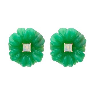 Aliita Blossom Carre Cr+Op.b - Dames - Oorbellen - Groen - ONE Size - Accessoires