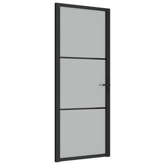 vidaXL Vidaxl - Puerta Interior De Vidrio Y Aluminio Negro Mate 83x201,5 Cm