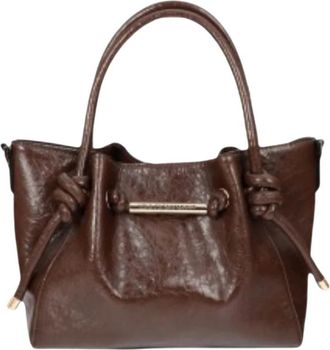 Lola Casademunt Crossbody Tas met Uitgesneden Metalen Handvat - Dames - Schoudertassen - Bruin - ONE Size - Polyester - Tassen