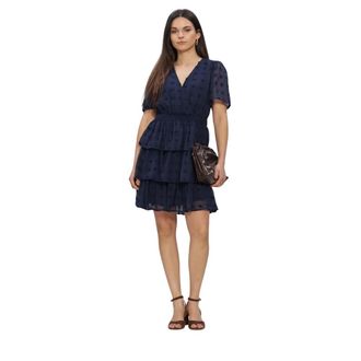 Y.A.S Dottie SS Dress - Dames - Korte kleedjes - Blauw - XS - Kleedjes
