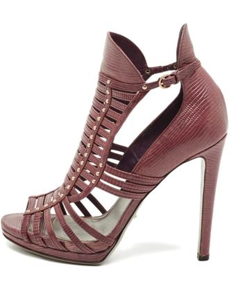 Sergio Rossi textured-leather strappy sandals - Purple